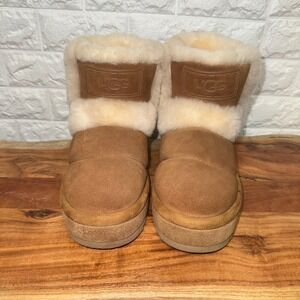 UGG Classic Ultra Mini Platform Chestnut Suede Boots 1144046 Womens Size 7